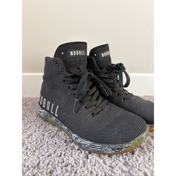 NOBULL High Top Trainer Shoes Unisex Mens 5.5 Women’s Size 7 Black Canvas - Picture 4 of 9